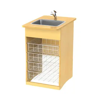 Benk med vask bjørk B60 x D80 x H90 cm