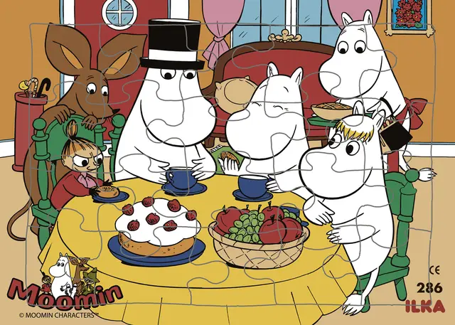 Puslespill Mummitrollet har bursdag 20 brikker 