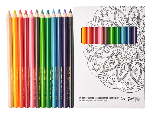 Trigonor trekantede fargeblyanter mix Ø10 mm, 12 stk 