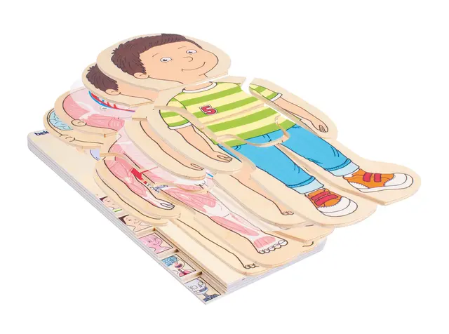 Puslespill lag-på-lag kroppen gutt 28 brikker 