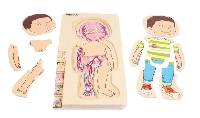 Puslespill lag-på-lag kroppen gutt 28 brikker 