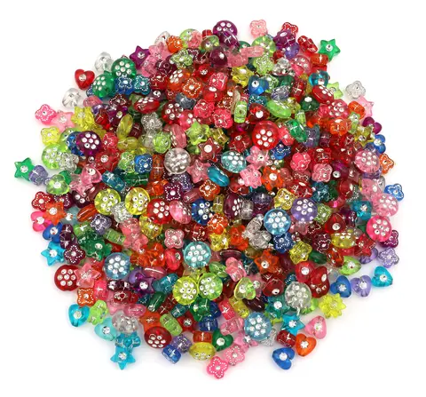 Plastperler mix med rhinstener Ø6-10 mm, 2000 g 