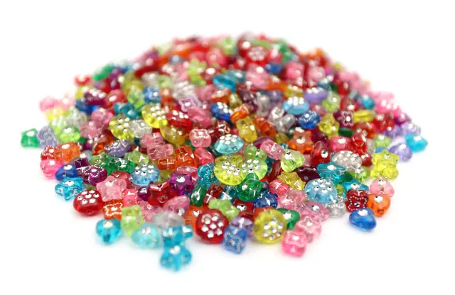 Plastperler mix med rhinstener Ø6-10 mm, 2000 g 