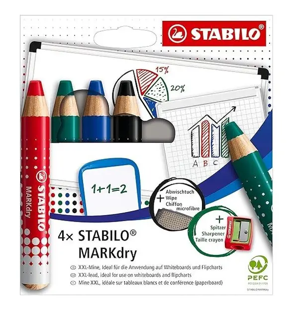 Stabilo Whiteboard blyanter 4-pakk 