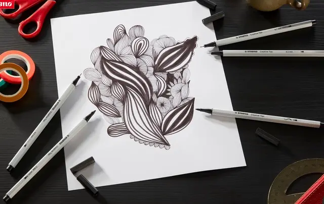 Stabilo Arty liners 5-pakk, sort 