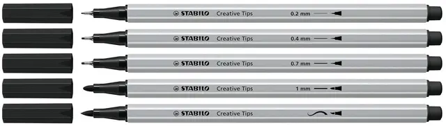 Stabilo Arty liners 5-pakk, sort 