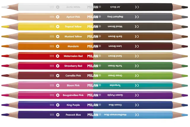 Dobbeltsidige fargeblyanter 12 stk 