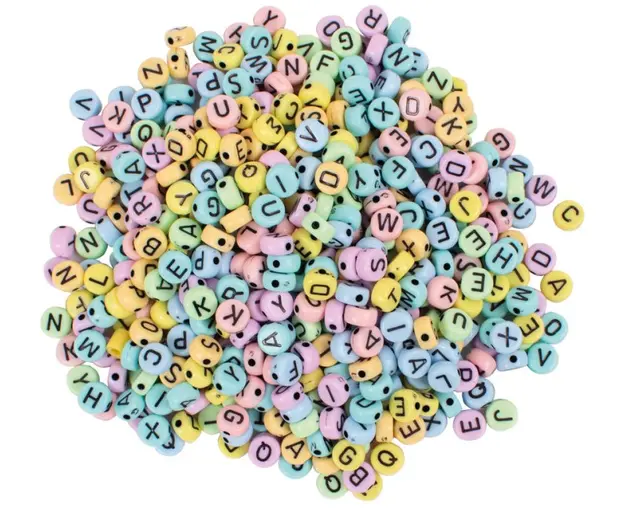 Bokstavperler pastell Ø6,5 mm 