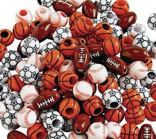 Plastperler sportsballer Ø8 mm, 300 stk