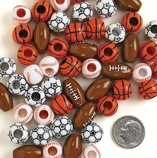 Plastperler sportsballer Ø8 mm, 300 stk 