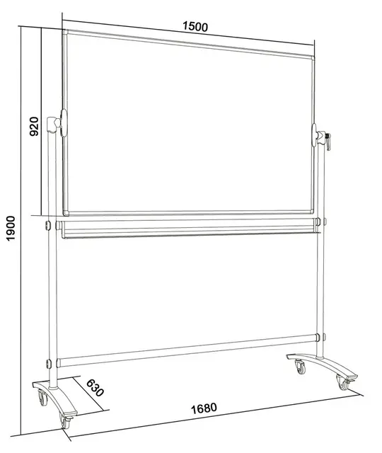 Mobil whiteboardtavle B150 x D63 x H190 cm 