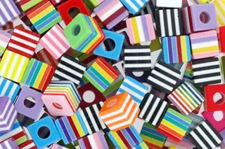 Plastperler stripete terninger Ø10 mm, 200 stk