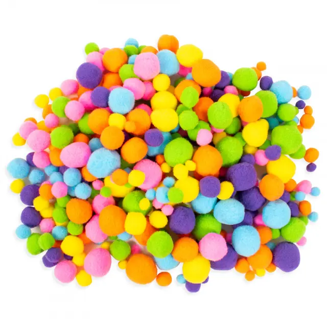 Pompons neon mix 500 stk 
