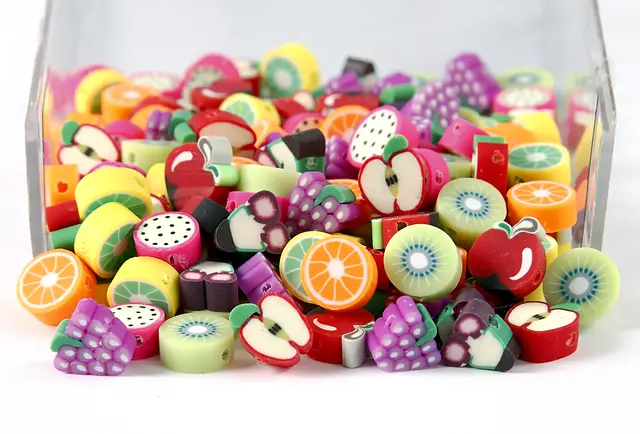 Leirperler frukt Ø10 mm, 200 stk 