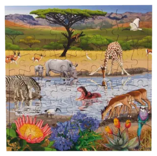 Puslespill dyr på savannen 81 brikker + app
