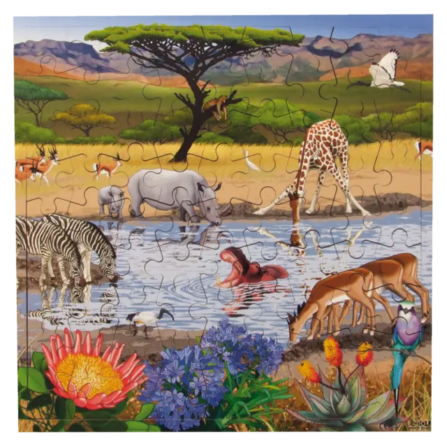 Puslespill dyr på savannen 81 brikker + app 