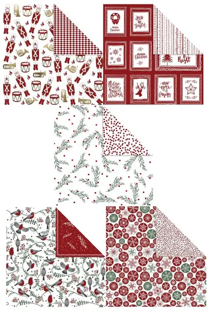 Mønstret papir julepakke 180 g, 21 ark 