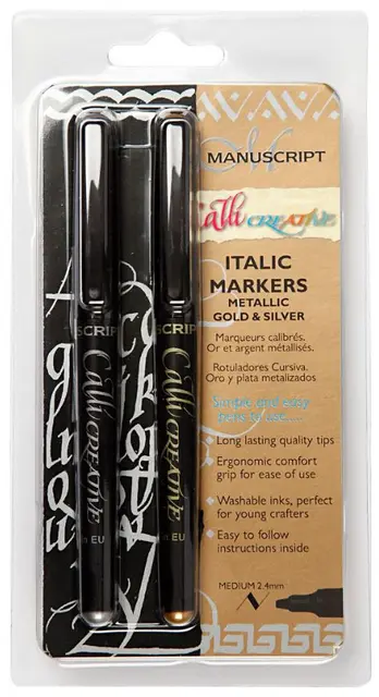 Kalligrafi tusj gull og sølv 2,4 mm 