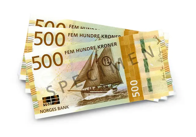 Pengesedler 500,- NY 100 stk 