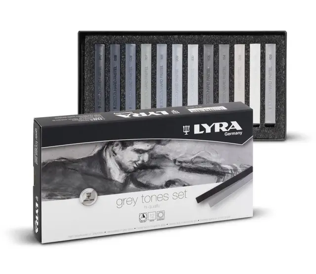 Lyra pastellkritt gråtoner 12 stk 