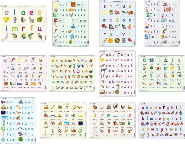 Puslespill lesestart små bokstaver 12 stk 