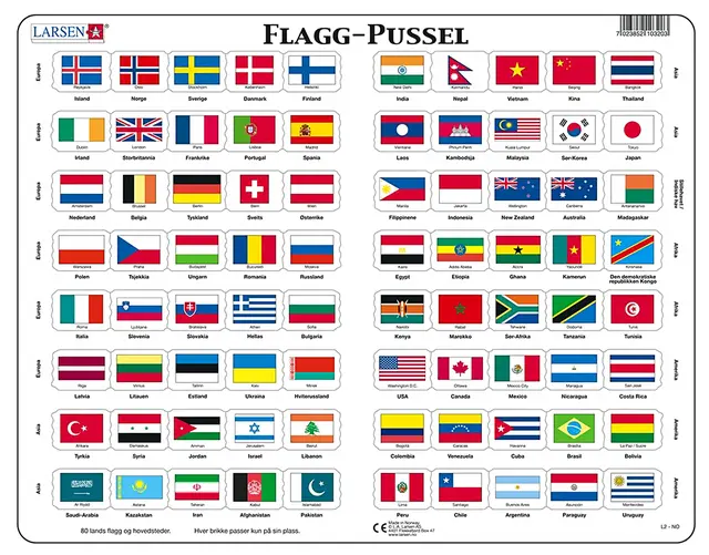 Puslespill flagg 80 brikker 