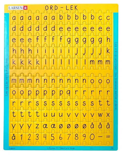 Puslespill små bokstaver 143 brikker 