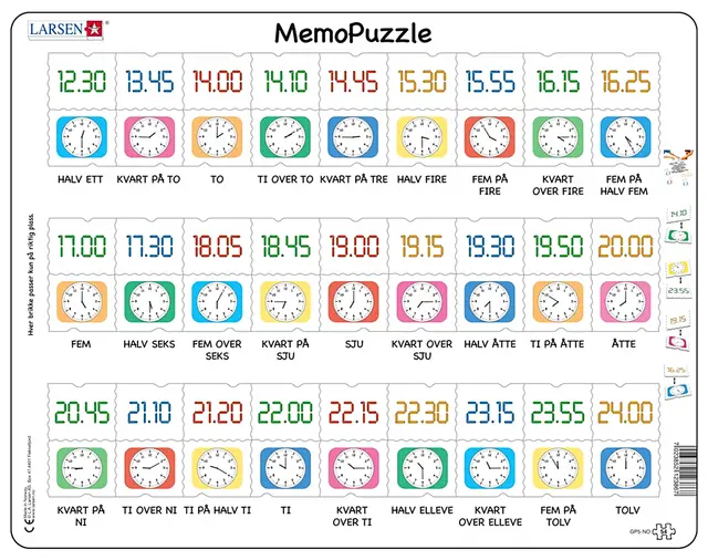 Klokkepuslespill 2 stk 