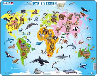 Puslespill dyr i verden 28 brikker