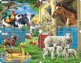 Puslespill bondegårdsdyr 4 x 7 brikker