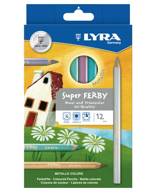 Lyra Super Ferby fargeblyanter metallic Ø10 mm, 12 stk 