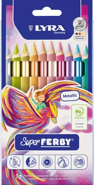 Lyra Super Ferby fargeblyanter metallic Ø10 mm, 10 stk 