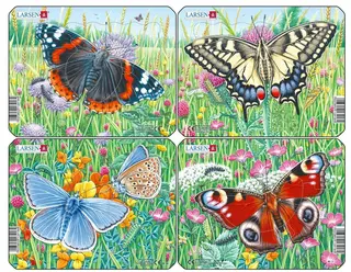 Puslespill sommerfugler 4 x 5 brikker