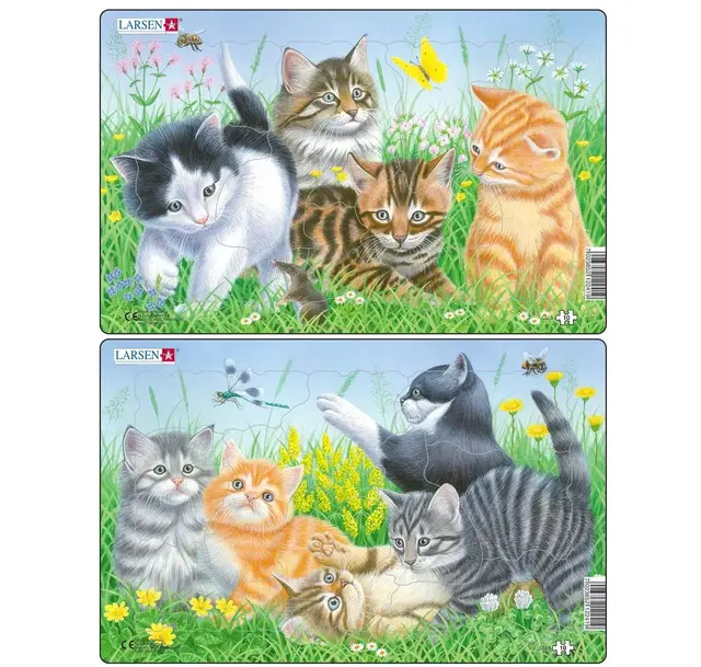 Puslespill søte kattunger 2 x 10 brikker 