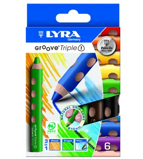 Lyra Groove Triple fargeblyanter mix Ø15 mm, 6 stk