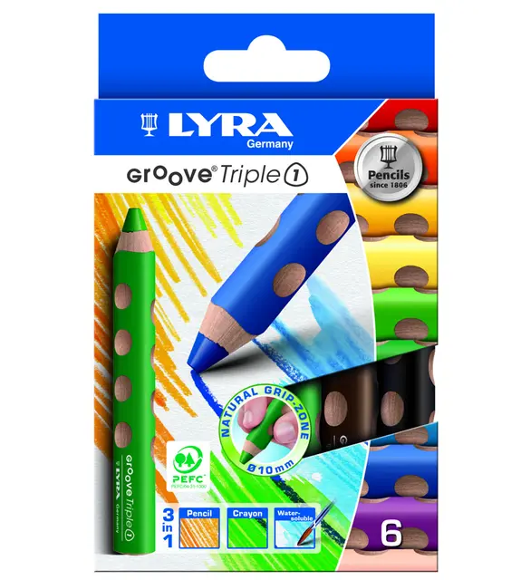 Lyra Groove Triple fargeblyanter mix Ø15 mm, 6 stk 