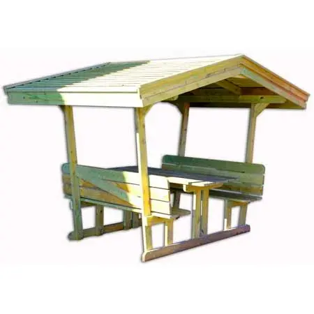 Bord/benk for voksne med tak L180 x B210 x 220 H75/43 cm 