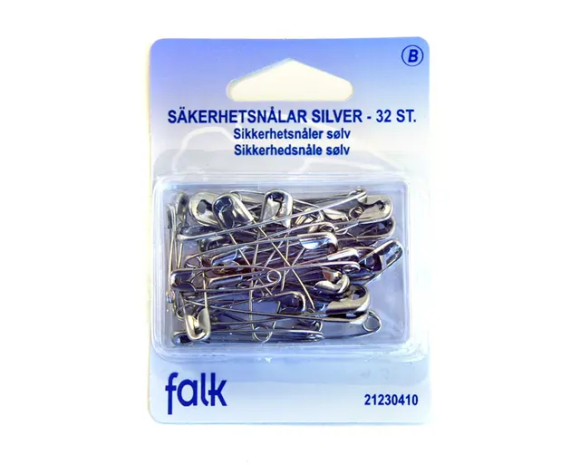 Sikkerhetsnåler blanke L2,8 cm, 36 stk 