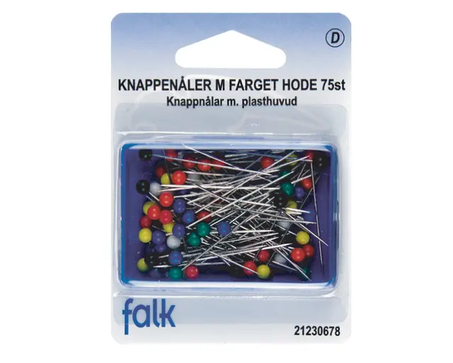 Knappenåler med plasthode 75 stk 