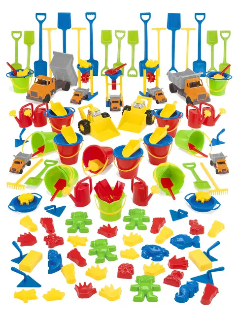 Stort sandsett med kjøretøy 129 deler 