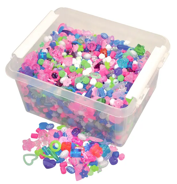 Plastperler i boks Ø4-20, 1200 g 
