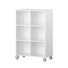 Labyrint reol 6 rom st&#229;ende med hjul B80 x D45 x H123 cm