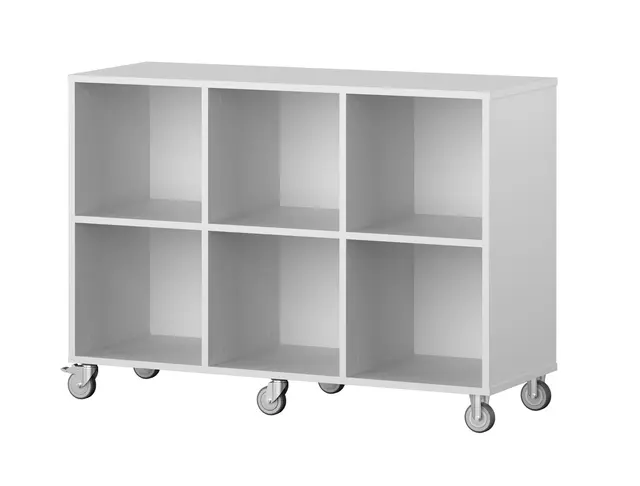 Labyrint reol 6 rom med hjul grå B119 x D45 x H86 cm 