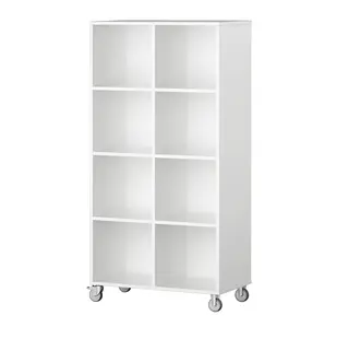 Labyrint reol 8 rom høy med hjul B80 x D45 x H160 cm