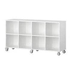 Labyrint reol 8 rom lav med hjul B158 x D45 x H86 cm