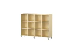 Labyrint reol 12 rom med hjul bj&#248;rk B158 x D45 x H123 cm