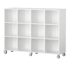 Labyrint reol 12 rom med hjul B158 x D45 x H123 cm