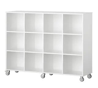 Labyrint reol 12 rom med hjul B158 x D45 x H123 cm