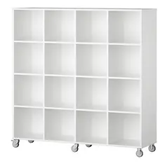 Labyrint reol 16 rom med hjul B158 x D45 x H160 cm