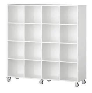 Labyrint reol 16 rom med hjul B158 x D45 x H160 cm